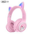 AKZ-01 Children's Cartoon Luminous Cute Pet Bluetooth Earphones Stereo Head mounted Bluetooth Earphones