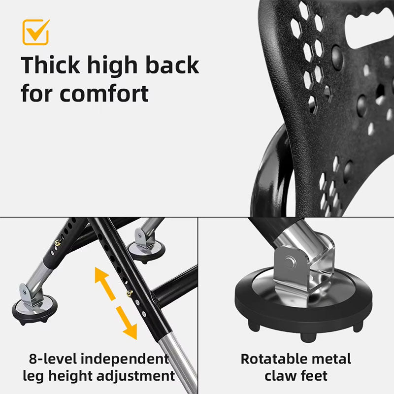 High Back Folding Fishing Chair, Adjustable Legs, Swivel Anti-Slip Feet, Portable Camping Stool for Outdoor, Hiking, Beach