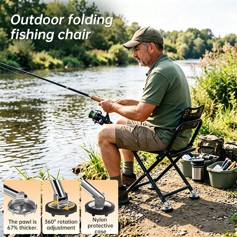 High Back Folding Fishing Chair, Adjustable Legs, Swivel Anti-Slip Feet, Portable Camping Stool for Outdoor, Hiking, Beach